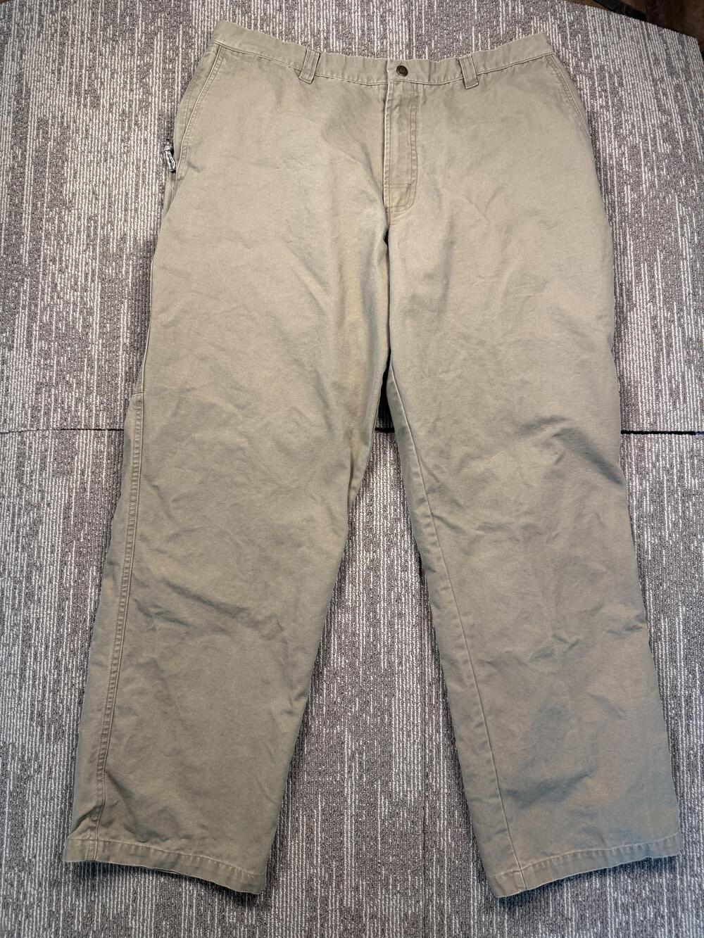 Columbia Cargo Pants Mens 38x30 Beige Canvas Relaxed Fit Straight Leg Casual